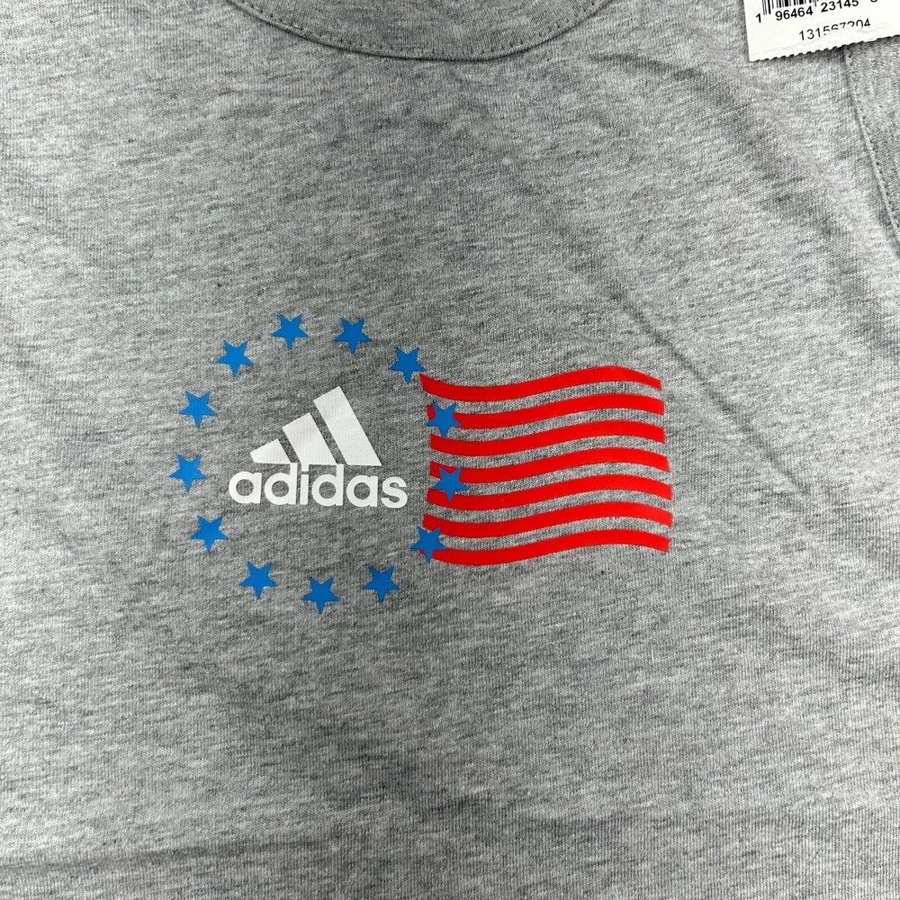 Adidas American Flag Tank Mens Small Grey Heather‎ Cotton NEW